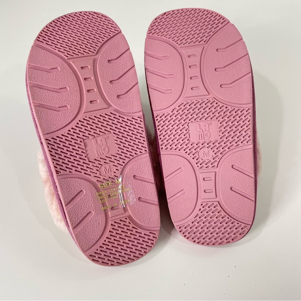 Lamo Pink Suede Sheepskin slippers Sz M - Picture 2 of 7